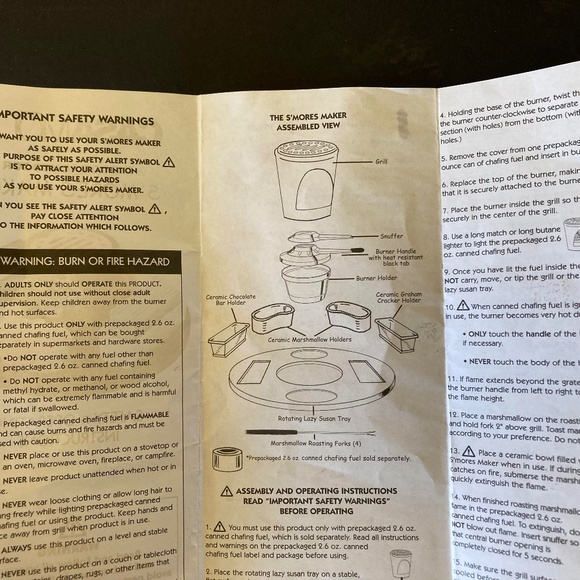 CASA MODA Indoor Outdoor S'Mores Maker Grill w/4 marshmallow roasting forks NEW - Picture 7 of 7